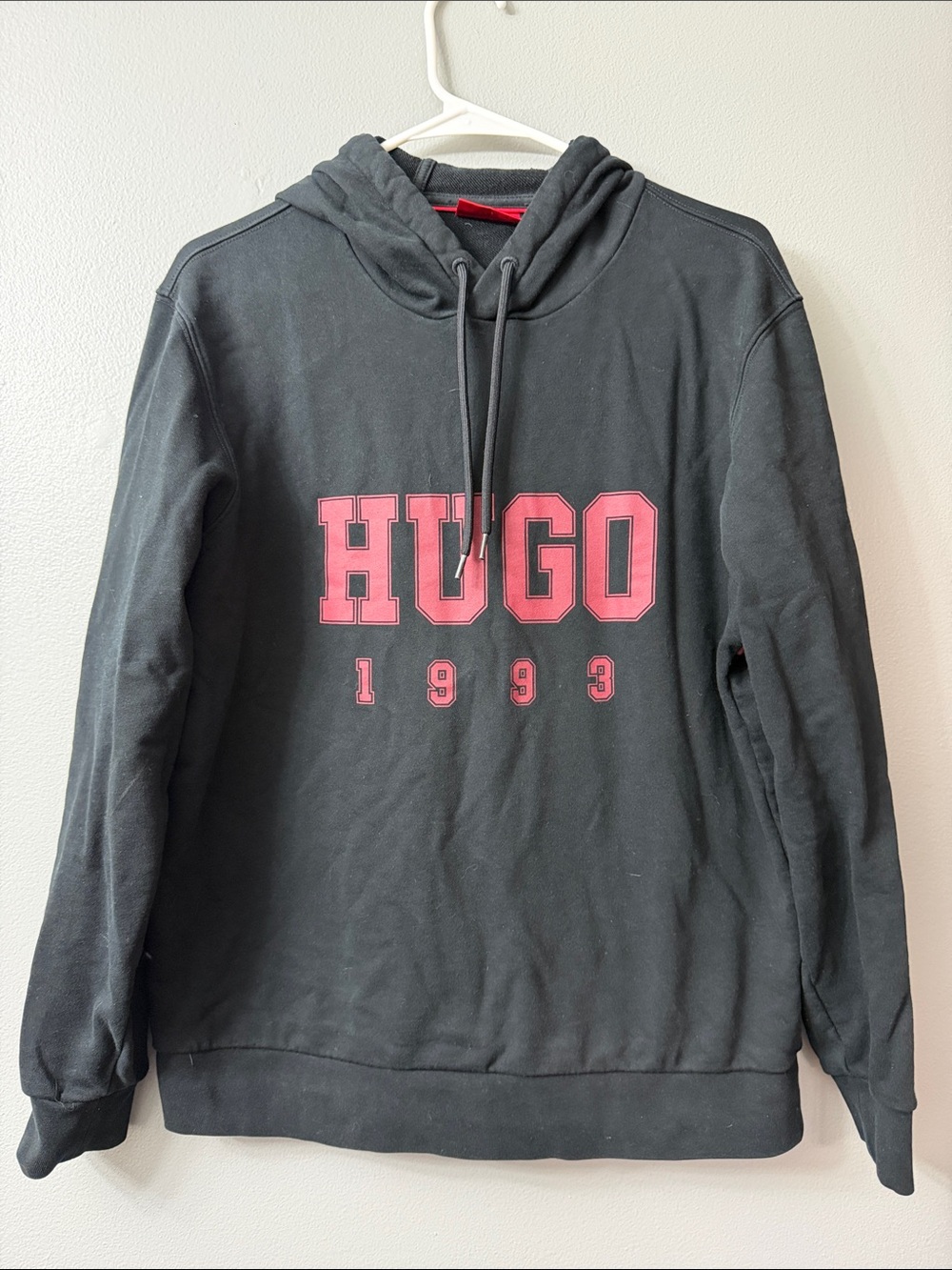 HUGO Black Hoodie with Pink Logo and 1993 Detail small